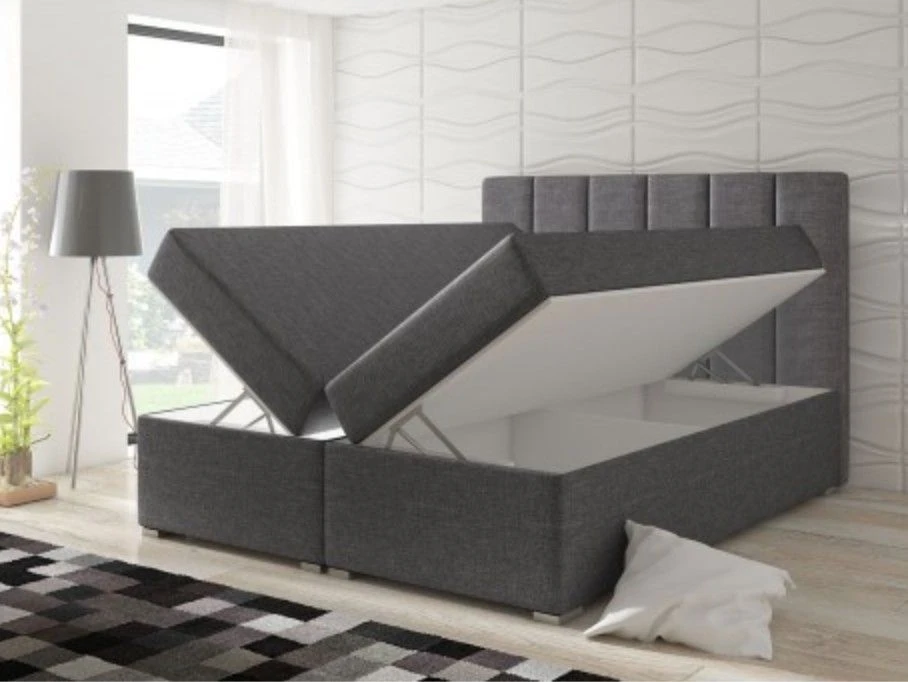 Lit Coffre Simili Noir Milan 180 5 Lit Coffre Simili Noir Milan 180 – Image 3