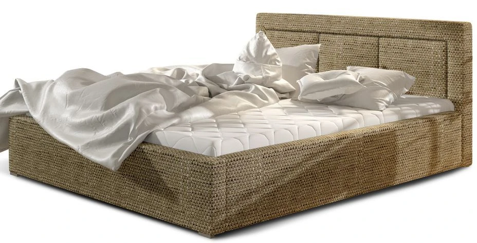 Lit Coffre Tissu Beige Chiné Grand Carré Capitonné Berlino 3 Lit Coffre Tissu Beige Chiné Grand Carré Capitonné Berlino