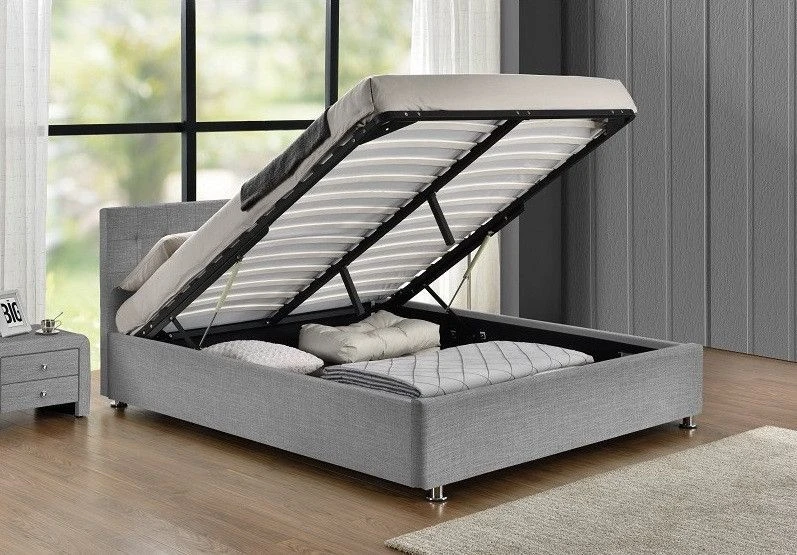 Lit Coffre Tissu Gris Clair Comett 160x200 Cm 5 Lit Coffre Tissu Gris Clair Comett 160x200 Cm – Image 3