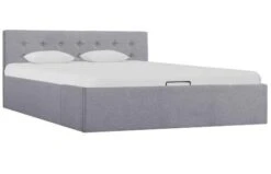 Lit Coffre Tissu Gris Clair Rundo 140x200 Cm