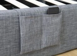 Lit Coffre Tissu Lin Gris Foncé Kathia 140x190 Cm -Pas Cher Lit Magasin lit coffre tissu lin gris fonce skirt 140x190 cm 3557630036475 689044