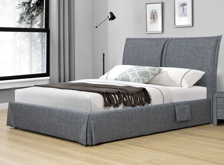 Lit Coffre Tissu Lin Gris Foncé Kathia 180x200 Cm 4 Lit Coffre Tissu Lin Gris Foncé Kathia 180x200 Cm – Image 2