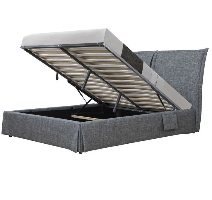 Lit Coffre Tissu Lin Gris Foncé Kathia 180x200 Cm 5 Lit Coffre Tissu Lin Gris Foncé Kathia 180x200 Cm – Image 3