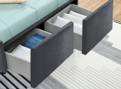 Lit Coffre Velours Gris 2 Tiroirs Krazo 140x190 Cm -Pas Cher Lit Magasin lit coffre velours gris 2 tiroirs skoll2 140x190 cm 3557630034013 689073