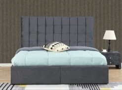 Lit Coffre Velours Gris 2 Tiroirs Krazo 180x200 Cm -Pas Cher Lit Magasin lit coffre velours gris 2 tiroirs skoll2 180x200 cm 3557630034037 689086