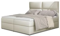 Lit Continental Capitonné Simili Cuir Beige Clair Weber