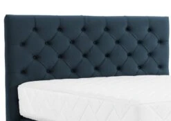 Lit Continental Capitonné Tissu Bleu Pozza Avec Matelas 30 Cm En Latex Et Pied Métal Noir -Pas Cher Lit Magasin lit continental capitonne tissu bleu pozza avec matelas 30 cm en latex et pied metal noir 5904484022532 1398042