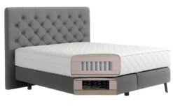 Lit Continental Capitonné Tissu Bleu Pozza Avec Matelas 30 Cm En Latex Et Pied Métal Noir -Pas Cher Lit Magasin lit continental capitonne tissu bleu pozza avec matelas 30 cm en latex et pied metal noir 5904484022532 1398044