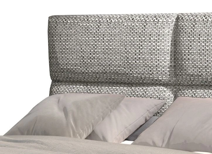 Lit Continental Capitonné Tissu Gris Clair Chiné Weber 5 Lit Continental Capitonné Tissu Gris Clair Chiné Weber – Image 3