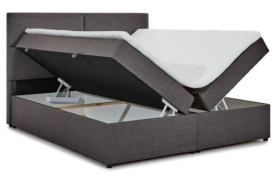 Lit Continental Capitonné Tissu Gris Clair Chiné Weber 6 Lit Continental Capitonné Tissu Gris Clair Chiné Weber – Image 4