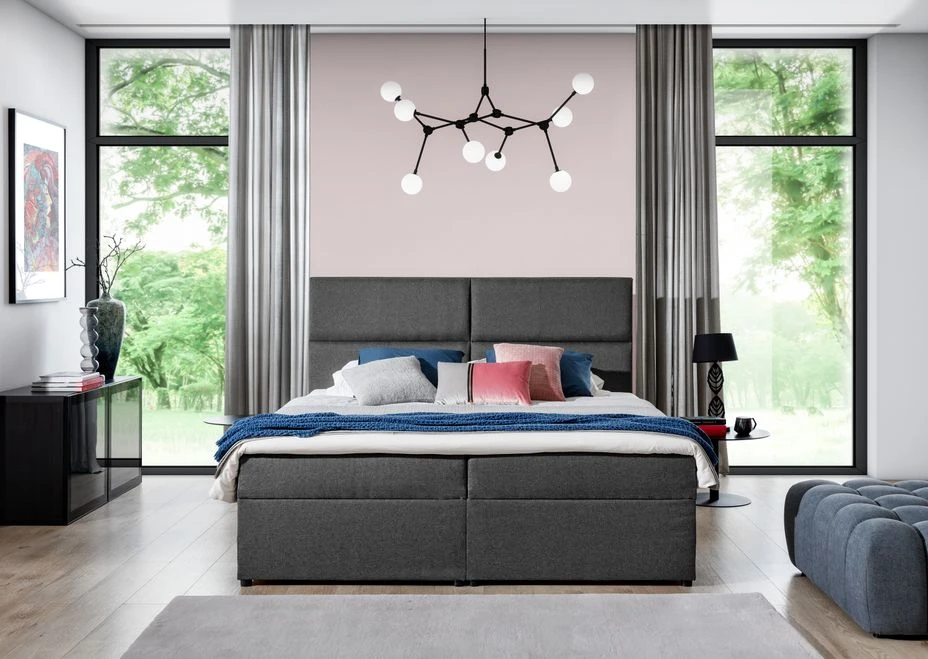 Lit Continental Capitonné Tissu Gris Clair Chiné Weber 10 Lit Continental Capitonné Tissu Gris Clair Chiné Weber – Image 8