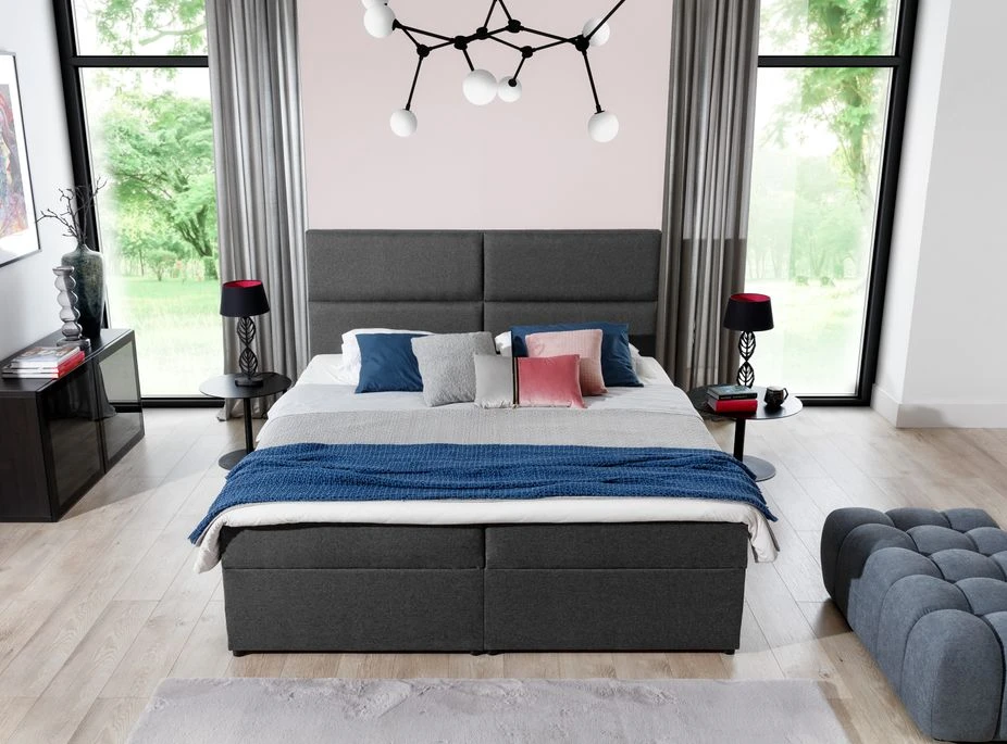 Lit Continental Capitonné Tissu Gris Clair Chiné Weber 15 Lit Continental Capitonné Tissu Gris Clair Chiné Weber – Image 13