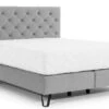 Lit Continental Capitonné Tissu Gris Clair Pozza Avec Matelas 30 Cm En Latex Et Pied Métal Noir -Pas Cher Lit Magasin lit continental capitonne tissu gris clair pozza avec matelas 30 cm en latex et pied metal noir 5904484022778 1398046