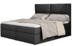 Lit Continental Capitonné Tissu Gris Foncé Chiné Weber