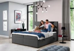 Lit Continental Capitonné Tissu Gris Foncé Chiné Weber -Pas Cher Lit Magasin lit continental capitonne tissu gris fonce chine weber 3666722601771 1397363