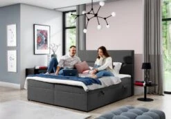 Lit Continental Capitonné Tissu Gris Foncé Chiné Weber -Pas Cher Lit Magasin lit continental capitonne tissu gris fonce chine weber 3666722601771 1397364