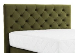 Lit Continental Capitonné Tissu Vert Olive Pozza Avec Matelas 30 Cm En Latex Et Pied Métal Noir -Pas Cher Lit Magasin lit continental capitonne tissu vert olive pozza avec matelas 30 cm en latex et pied metal noir 5904484022723 1398030