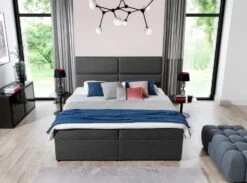 Lit Continental Capitonné Velours Gris Clair Weber -Pas Cher Lit Magasin lit continental capitonne velours gris clair weber 3666722601481 1397464