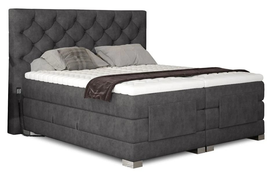 Lit Continental électrique Tissu Gris Foncé Avec Matelas Et Surmatelas Karmen 5 Lit Continental électrique Tissu Gris Foncé Avec Matelas Et Surmatelas Karmen – Image 3