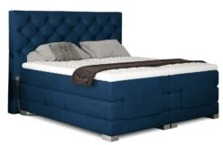 Lit Continental électrique Velours Bleu Avec Matelas Et Surmatelas Karmen -Pas Cher Lit Magasin lit continental electrique velours bleu avec matelas et surmatelas karmen 3666722728065 1427739