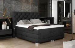 Lit Continental électrique Velours Noir Avec Matelas Et Surmatelas Karmen -Pas Cher Lit Magasin lit continental electrique velours noir avec matelas et surmatelas karmen 3666722727877 1427777