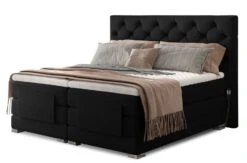 Lit Continental électrique Velours Noir Avec Matelas Et Surmatelas Karmen