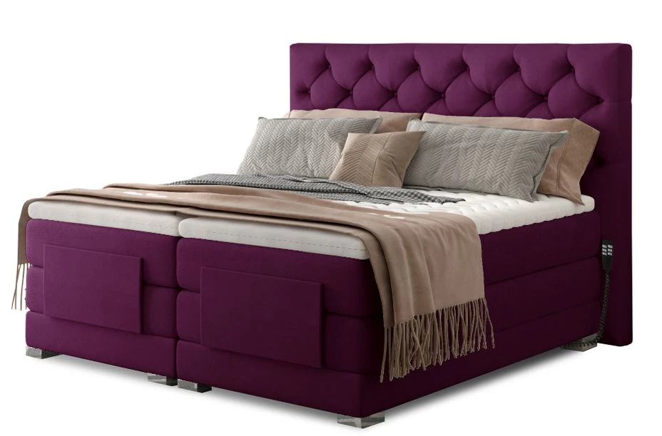 Lit Continental électrique Velours Prune Avec Matelas Et Surmatelas Karmen 3 Lit Continental électrique Velours Prune Avec Matelas Et Surmatelas Karmen