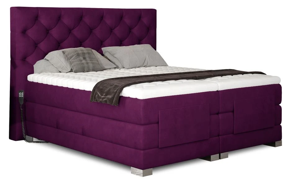 Lit Continental électrique Velours Prune Avec Matelas Et Surmatelas Karmen 5 Lit Continental électrique Velours Prune Avec Matelas Et Surmatelas Karmen – Image 3