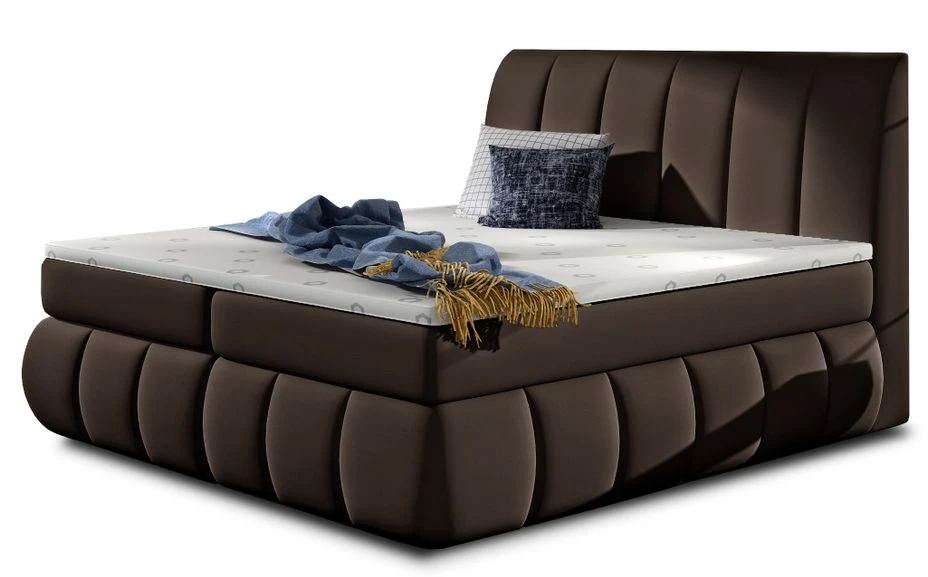 Lit Continental Matelassé Simili Cuir Marron Florencia 3 Lit Continental Matelassé Simili Cuir Marron Florencia