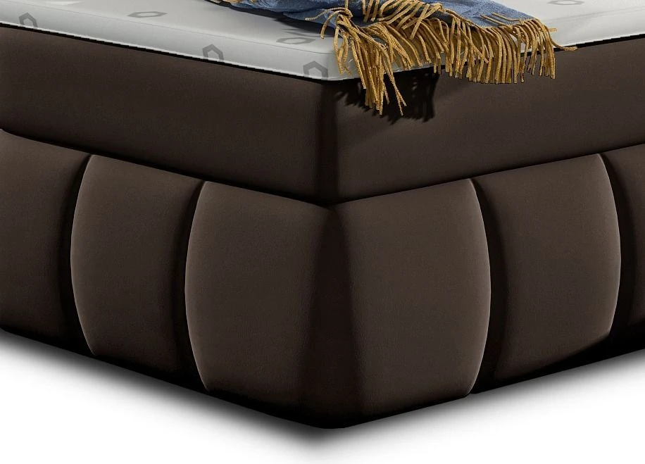 Lit Continental Matelassé Simili Cuir Marron Florencia 6 Lit Continental Matelassé Simili Cuir Marron Florencia – Image 4