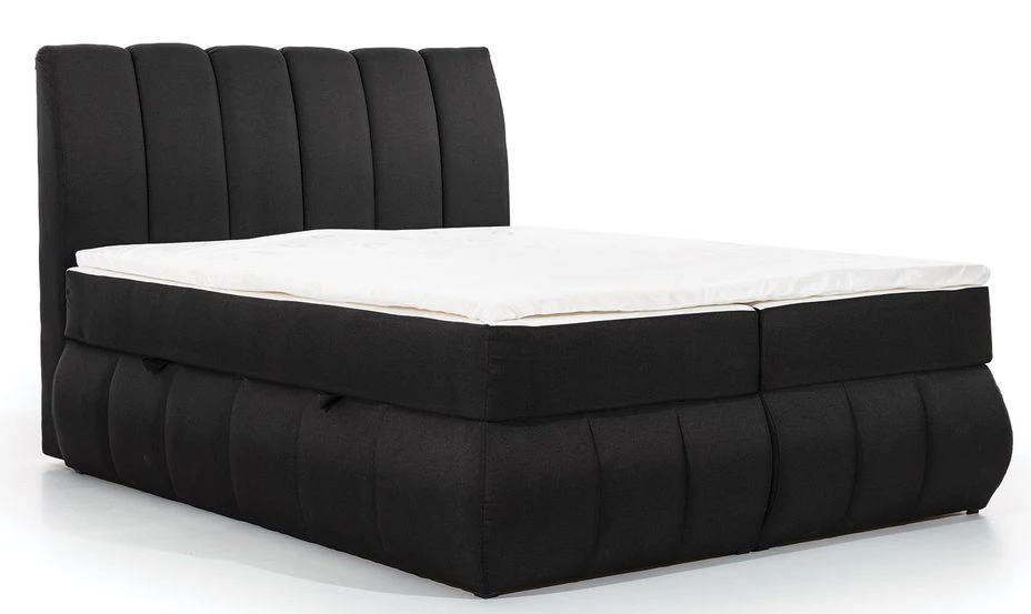 Lit Continental Matelassé Simili Cuir Noir Florencia 11 Lit Continental Matelassé Simili Cuir Noir Florencia – Image 9