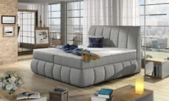 Lit Continental Matelassé Tissu Gris Clair Florencia -Pas Cher Lit Magasin lit continental matelasse tissu gris clair florencia 3666722600484 1396485