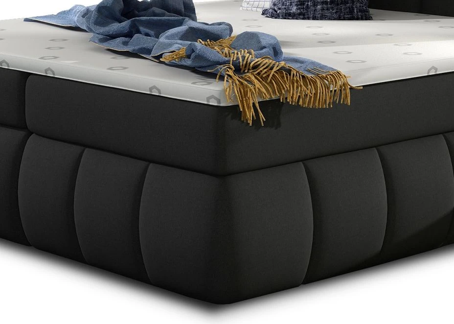 Lit Continental Matelassé Tissu Noir Florencia 5 Lit Continental Matelassé Tissu Noir Florencia – Image 3