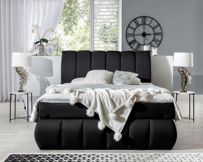 Lit Continental Matelassé Tissu Noir Florencia 8 Lit Continental Matelassé Tissu Noir Florencia – Image 6