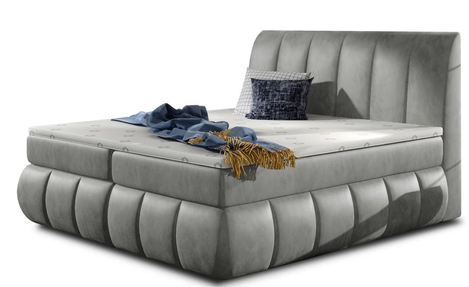 Lit Continental Matelassé Velours Gris Florencia 3 Lit Continental Matelassé Velours Gris Florencia