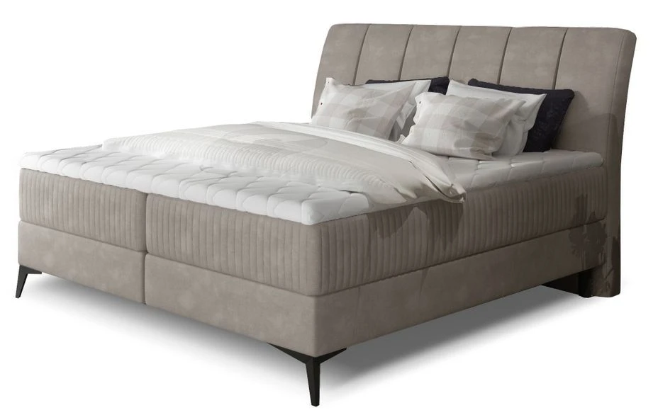 Lit Continental Moderne Avec Matelas Velours Beige Brato 2 Lit Continental Moderne Avec Matelas Velours Beige Brato