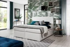 Lit Continental Simili Cuir Beige Clair Avec Matelas Et Surmatelas Louna -Pas Cher Lit Magasin lit continental simili cuir beige clair avec matelas et surmatelas louna 3666722634939 1422932