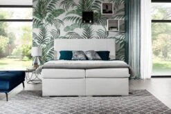 Lit Continental Simili Cuir Beige Clair Avec Matelas Et Surmatelas Louna -Pas Cher Lit Magasin lit continental simili cuir beige clair avec matelas et surmatelas louna 3666722634939 1422935