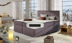 Lit Continental Simili Cuir Beige Clair Avec Matelas Et Surmatelas Louna -Pas Cher Lit Magasin lit continental simili cuir beige clair avec matelas et surmatelas louna 3666722634939 1422940
