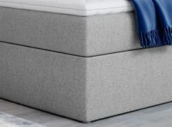 Lit Continental Tissu Gris Clair Balore -Pas Cher Lit Magasin lit continental tissu gris clair balore 3666722600637 1396227