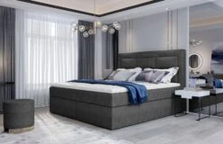 Lit Continental Tissu Gris Foncé Balore -Pas Cher Lit Magasin lit continental tissu gris fonce balore 3666722602006 1396204