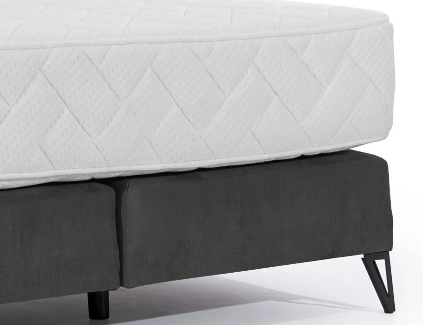 Lit Continental Tissu Gris Foncé Tiempo Avec Matelas 30 Cm En Latex Et Pied Métal Noir 5 Lit Continental Tissu Gris Foncé Tiempo Avec Matelas 30 Cm En Latex Et Pied Métal Noir – Image 3