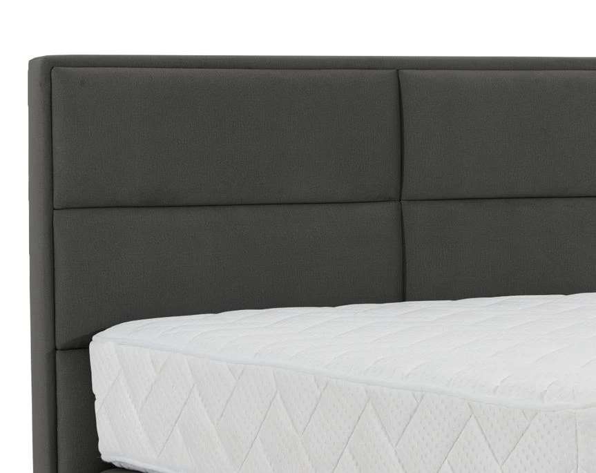 Lit Continental Tissu Gris Foncé Tiempo Avec Matelas 30 Cm En Latex Et Pied Métal Noir 6 Lit Continental Tissu Gris Foncé Tiempo Avec Matelas 30 Cm En Latex Et Pied Métal Noir – Image 4
