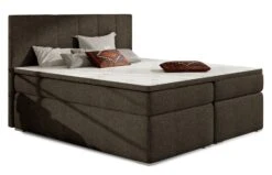 Lit Continental Tissu Marron Avec Matelas Et Surmatelas Louna