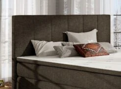 Lit Continental Tissu Marron Avec Matelas Et Surmatelas Louna -Pas Cher Lit Magasin lit continental tissu marron avec matelas et surmatelas louna 3666722634700 1422994