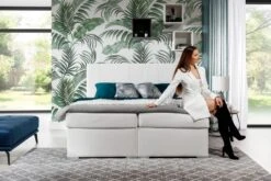 Lit Continental Tissu Marron Avec Matelas Et Surmatelas Louna -Pas Cher Lit Magasin lit continental tissu marron avec matelas et surmatelas louna 3666722634700 1423002