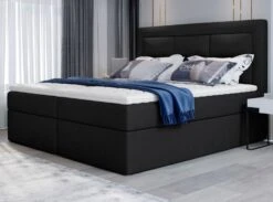 Lit Continental Tissu Noir Balore