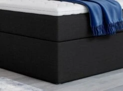 Lit Continental Tissu Noir Balore -Pas Cher Lit Magasin lit continental tissu noir balore 3666722601566 1396250
