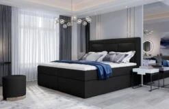 Lit Continental Tissu Noir Balore -Pas Cher Lit Magasin lit continental tissu noir balore 3666722601566 1396251