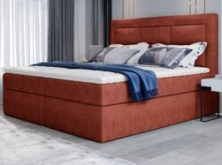 Lit Continental Tissu Rouge Brique Balore